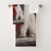 マルチーズの犬が雪のクリスマス バスタオルセット (インサイチュ)