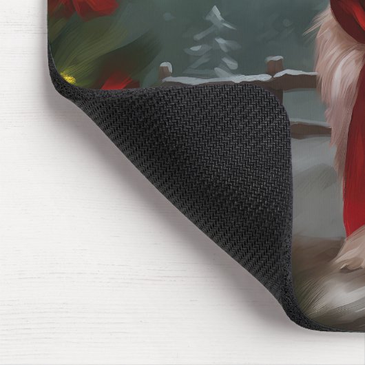 マルチーズの犬が雪のクリスマス マウスパッド (コーナー)