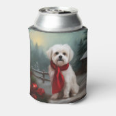 マルチーズの犬が雪のクリスマス 缶クーラー (缶裏面)