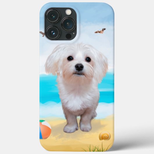 マルチーズの犬のビーチ Case-Mate iPhoneケース (裏面)