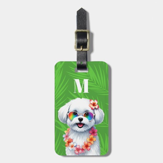 マルチーズの犬の荷物タグ ラゲッジタグ (正面縦)