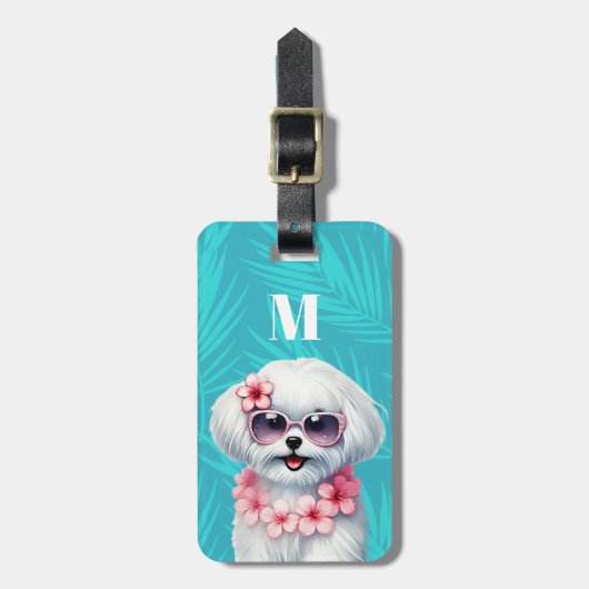 マルチーズの犬の荷物タグ ラゲッジタグ (正面縦)