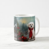 マルチーズの犬の雪のクリスマス コーヒーマグカップ (正面右)
