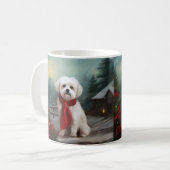 マルチーズの犬の雪のクリスマス コーヒーマグカップ (正面左)