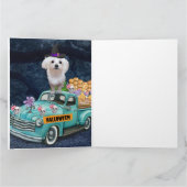 マルチーズの犬 ハロウィン トラック 怖い夜 カード (内部)