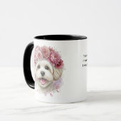 マルチーズの花冠 水彩アート コーヒーマグ マグカップ (正面左)