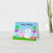 マルチーズの誕生日パーティー カード (正面)