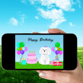 マルチーズの誕生日パーティー カード