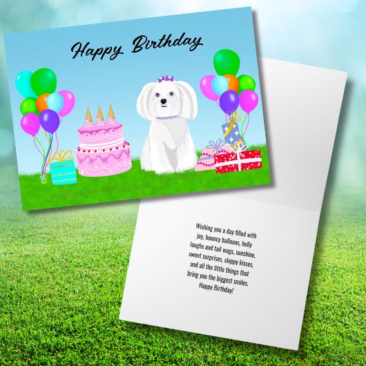 マルチーズの誕生日パーティー カード