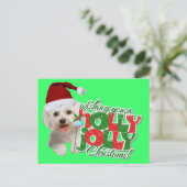 マルチーズはホリークリスマスをすてき持つ シーズンポストカード (スタンド正面)