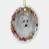 マルチーズは花に甘えた セラミックオーナメント (右)