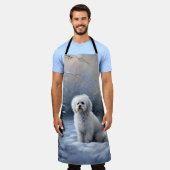 マルチーズは雪のクリスマスを許す エプロン (着用した状態)
