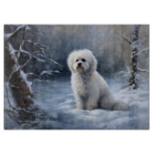 マルチーズは雪のクリスマスを許す カッティングボード (正面)