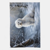 マルチーズは雪のクリスマスを許す キッチンタオル (縦)