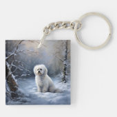 マルチーズは雪のクリスマスを許す キーホルダー (裏面)