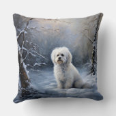 マルチーズは雪のクリスマスを許す クッション (裏面)