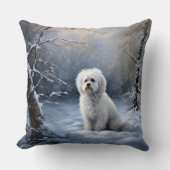 マルチーズは雪のクリスマスを許す クッション (正面)