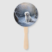 マルチーズは雪のクリスマスを許す ハンドファン (裏面)