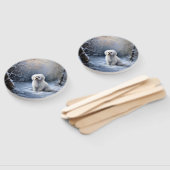 マルチーズは雪のクリスマスを許す ハンドファン (組立なし)