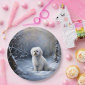 マルチーズは雪のクリスマスを許す ペーパープレート (パーティー)