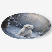 マルチーズは雪のクリスマスを許す ペーパープレート (アングル)