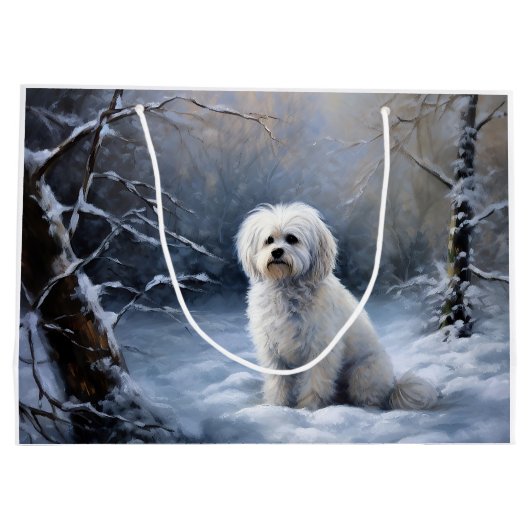 マルチーズは雪のクリスマスを許す ラージペーパーバッグ (裏面)