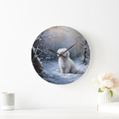 マルチーズは雪のクリスマスを許す ラージ壁時計 (ホーム)