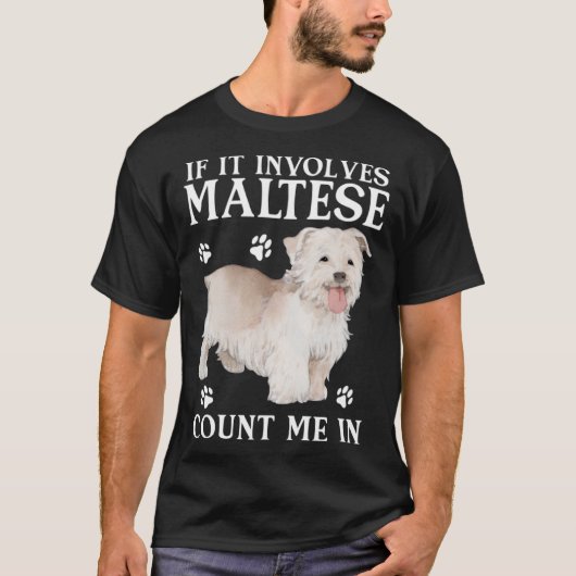 マルチーズもし犬がマルチーズ犬を巻く Tシャツ (正面)
