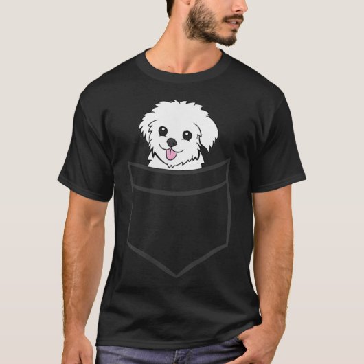 マルチーズインザポケットかわいいマルチーズ犬 Tシャツ (正面)
