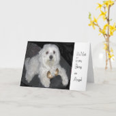 マルチーズエンジェルユーモアグリーティングカード カード (黄色い花)