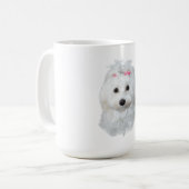 マルチーズオブエレガンスフラフィー美しい コーヒーマグカップ (正面左)