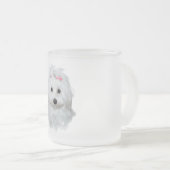 マルチーズオブエレガンスフラフィー美しい フロストグラスマグカップ (正面右)