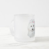 マルチーズオブエレガンスフラフィー美しい フロストグラスマグカップ (正面左)