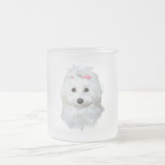 マルチーズオブエレガンスフラフィー美しい フロストグラスマグカップ (中央)