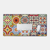 マルチーズクラシックタイルの模様マルタデスクマット デスクマット (キーボード&マウス)