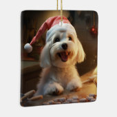 マルチーズクリスマスクッキーフェスティバルホリデイ セラミックオーナメント (右)