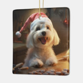 マルチーズクリスマスクッキーフェスティバルホリデイ セラミックオーナメント (左)
