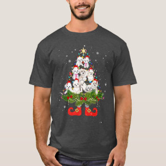 マルチーズクリスマスツリーライトキュートサンタハットドッグL Tシャツ