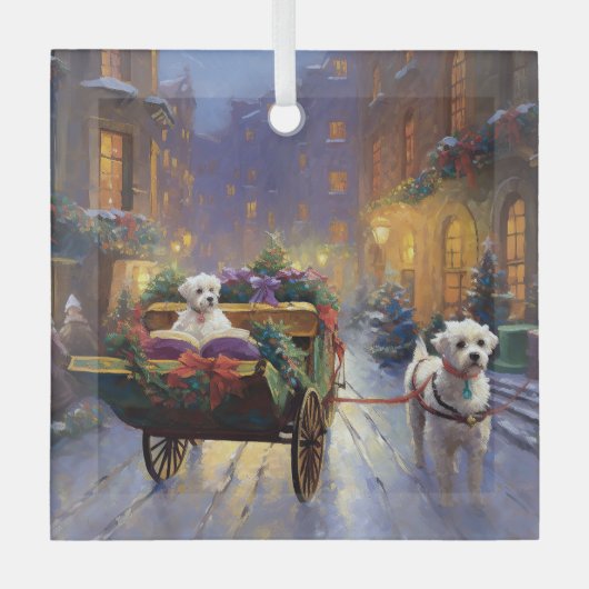 マルチーズクリスマスフェスティバルシーズン ガラスオーナメント (正面)