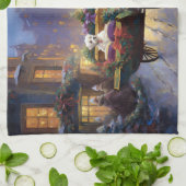 マルチーズクリスマスフェスティバルシーズン キッチンタオル (折り畳み)