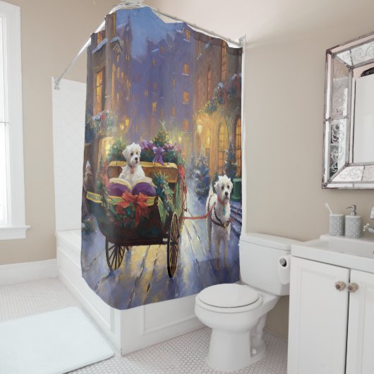 マルチーズクリスマスフェスティバルシーズン シャワーカーテン (インサイチュ)