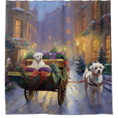 マルチーズクリスマスフェスティバルシーズン シャワーカーテン (正面)