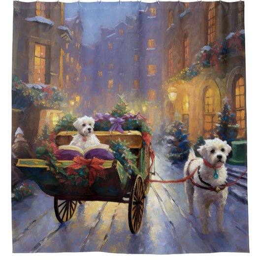 マルチーズクリスマスフェスティバルシーズン シャワーカーテン (正面)
