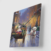 マルチーズクリスマスフェスティバルシーズン スクエア壁時計 (傾斜)