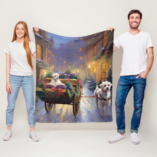 マルチーズクリスマスフェスティバルシーズン フリースブランケット (インサイチュ)