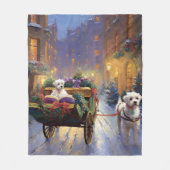 マルチーズクリスマスフェスティバルシーズン フリースブランケット (正面)