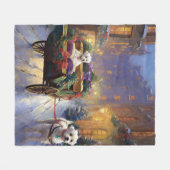 マルチーズクリスマスフェスティバルシーズン フリースブランケット (正面(横))