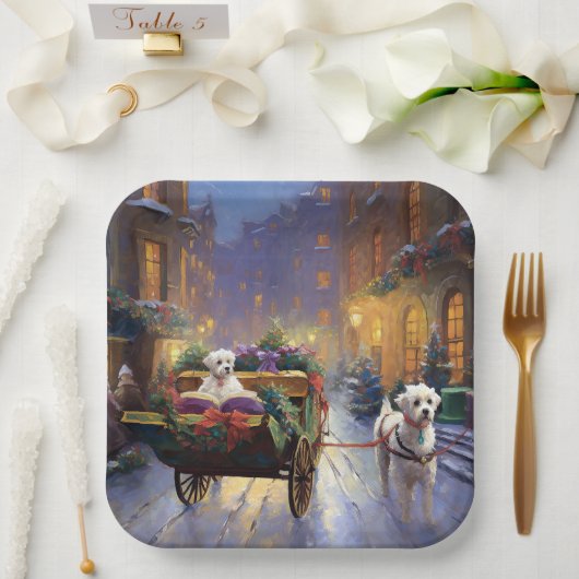 マルチーズクリスマスフェスティバルシーズン ペーパープレート (ウェディング)