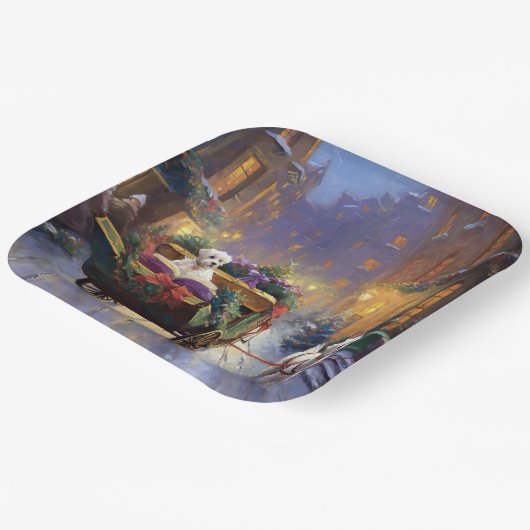 マルチーズクリスマスフェスティバルシーズン ペーパープレート (傾斜あり)