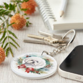 マルチーズクリスマスリースフェスティバルカップ キーホルダー (正面右)